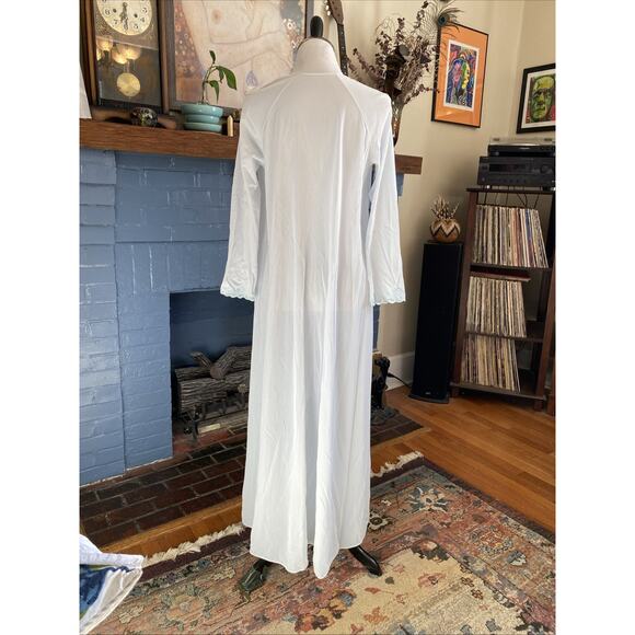 VINTAGE Lorraine Light Blue Lace Chemise Robe Sheer Size S Button 1960s MCM - Picture 5 of 12